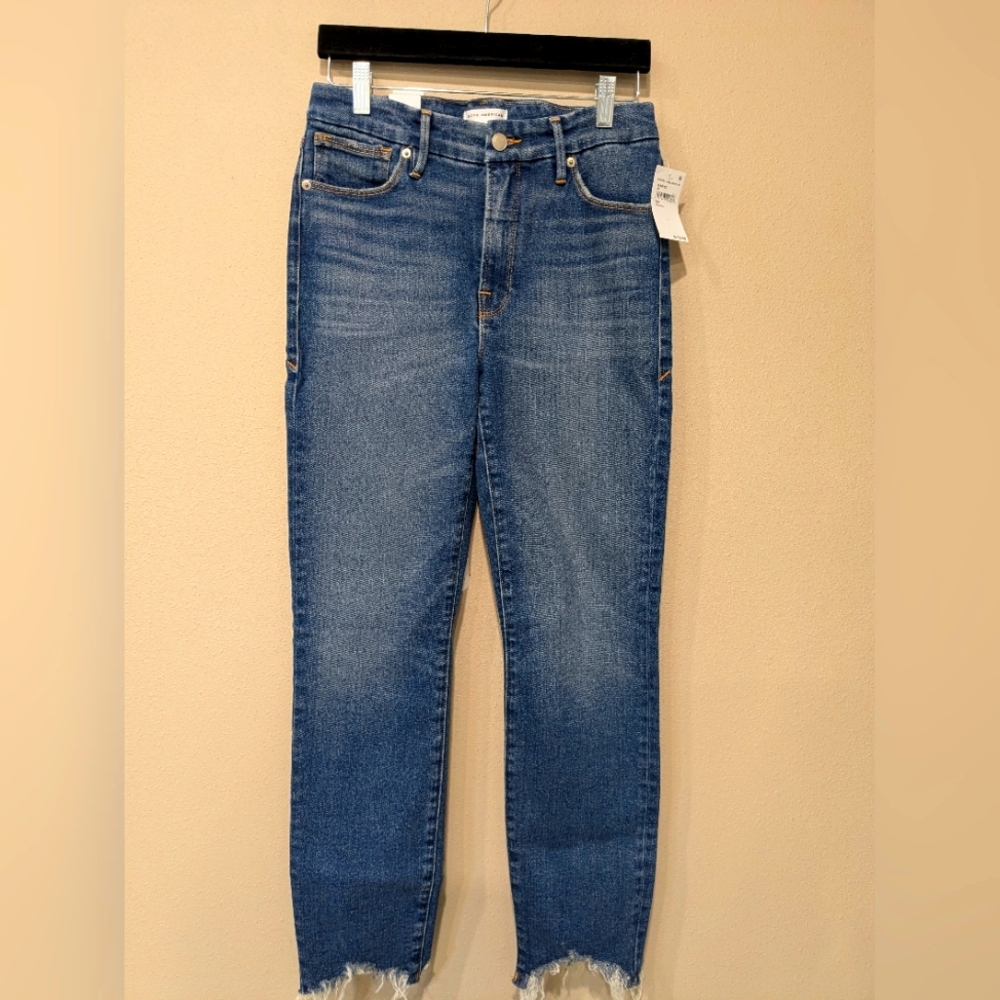 Good American Good Legs Cigarette Jeans GLSPL67T BLUE842 Size 4/27
